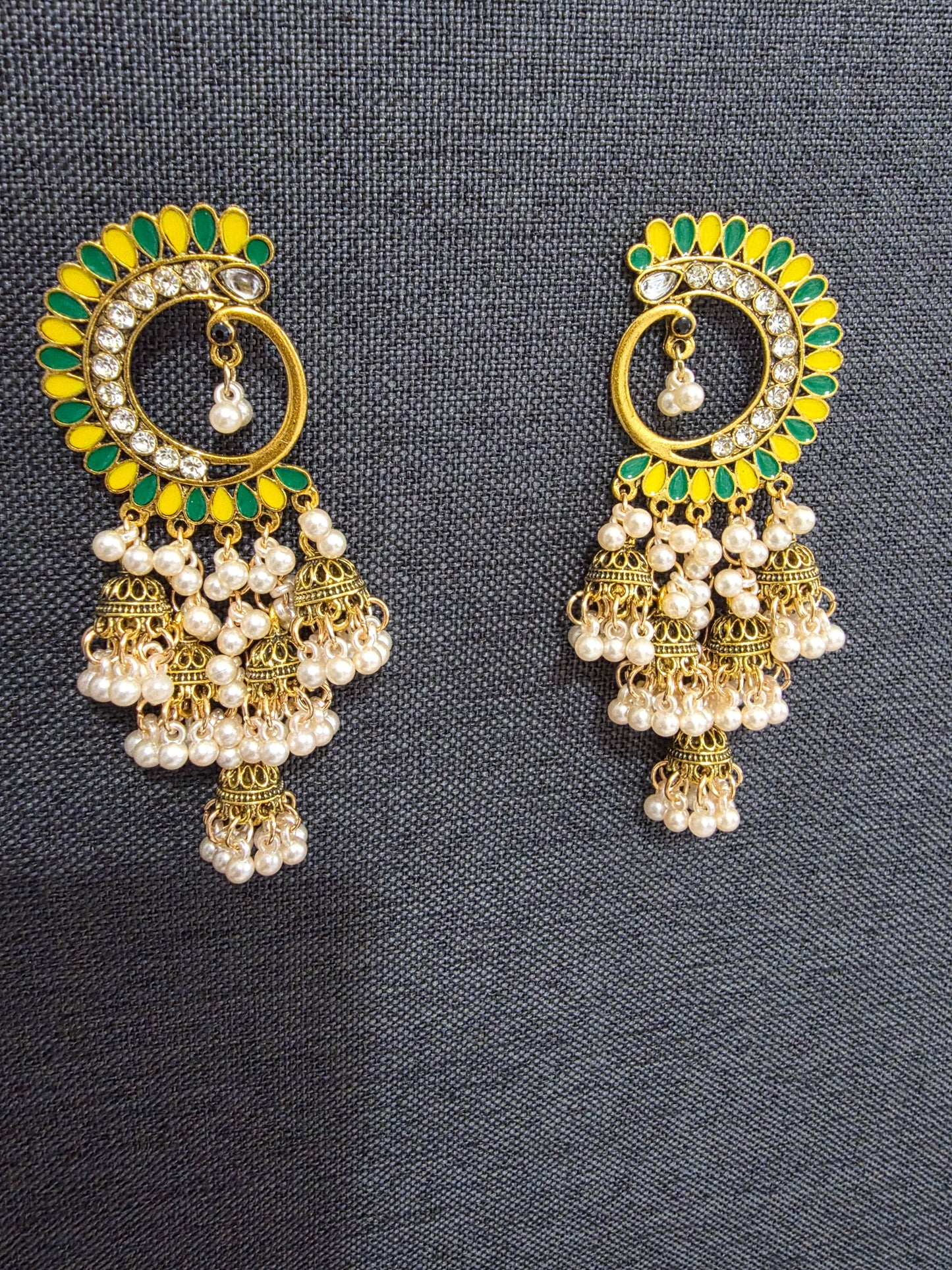 Peacock Crescent Pearl Jhumka Earrings – 3 Variants