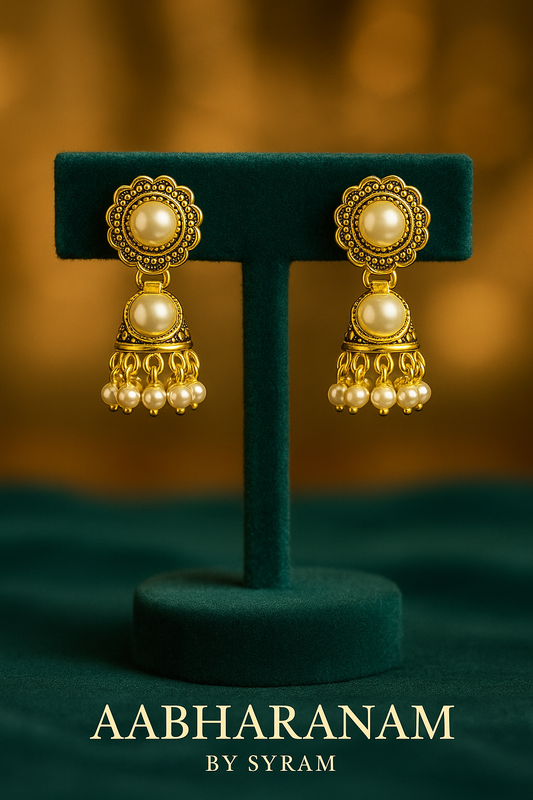 Classic Pearl Drop Jhumka Earrings