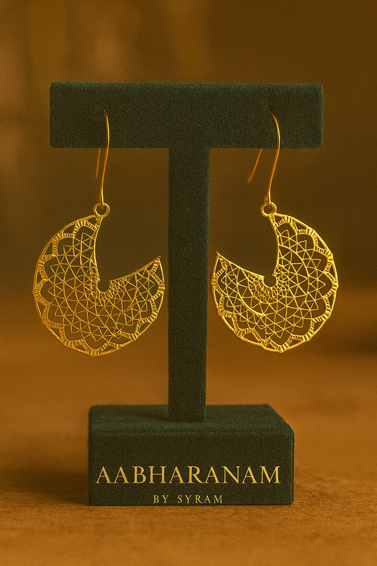 Mandala-Inspired Gold  Hoop Earrings – Lightweight  Ethnic Jewelry