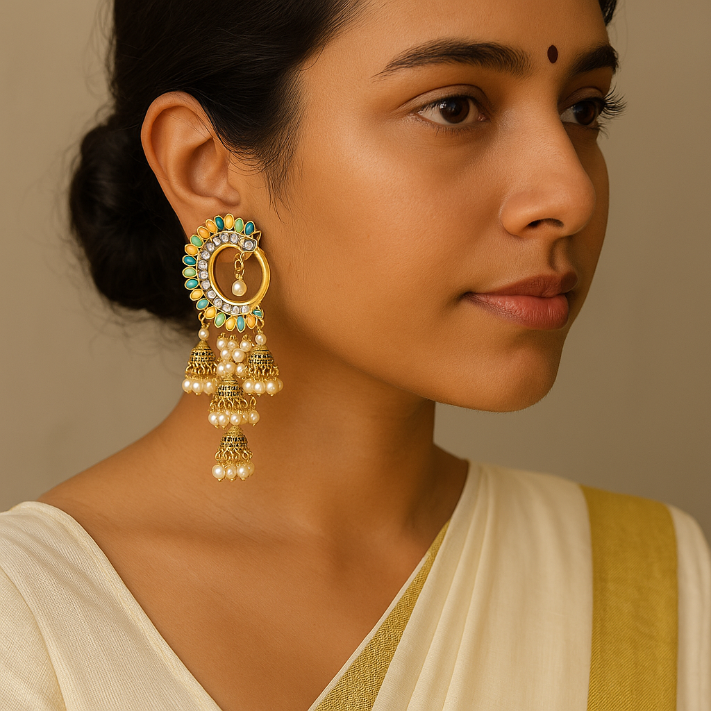 Peacock Crescent Pearl Jhumka Earrings – 3 Variants