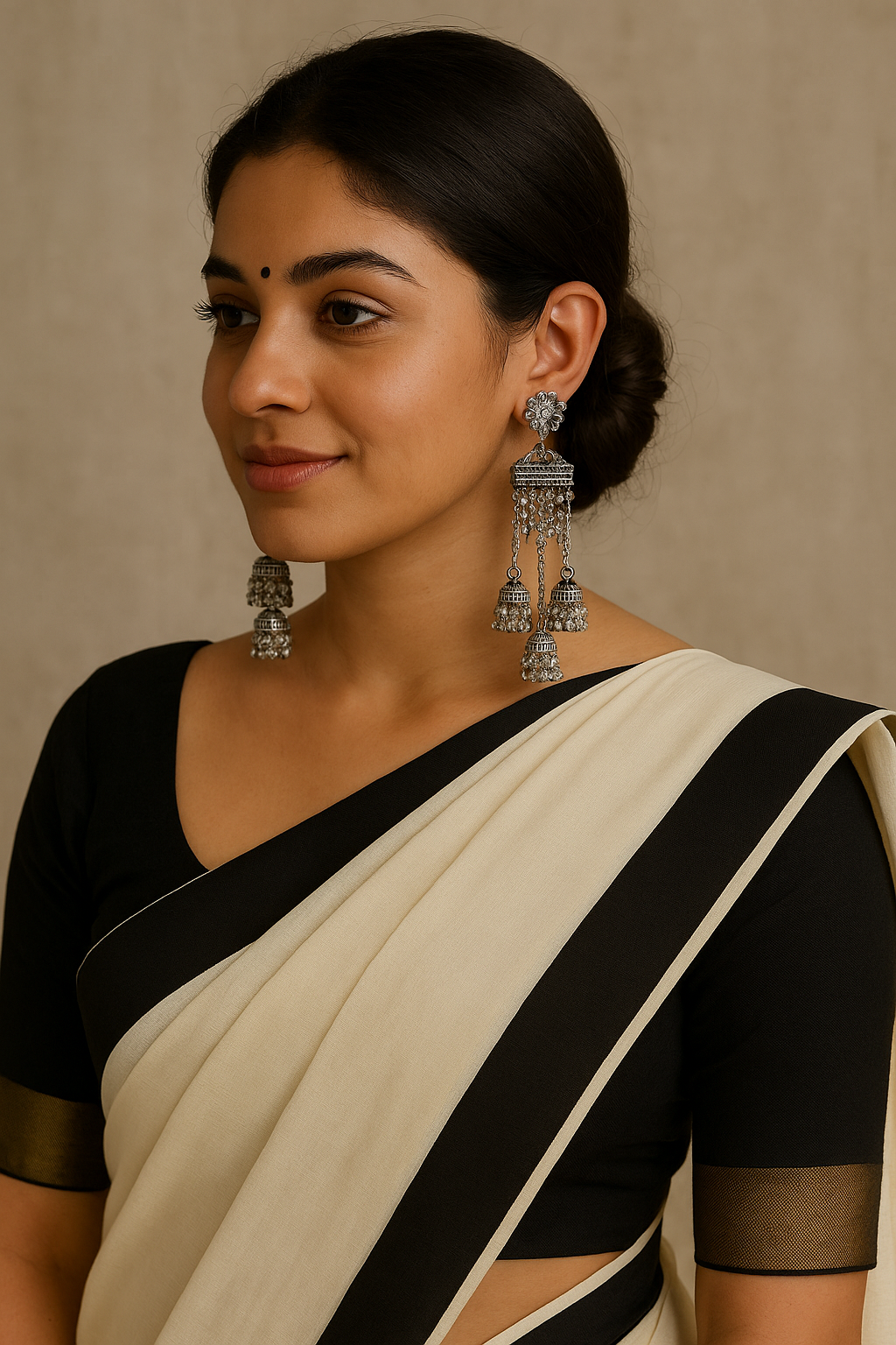 Oxidized Silver Peacock Long Jhumka Earrings