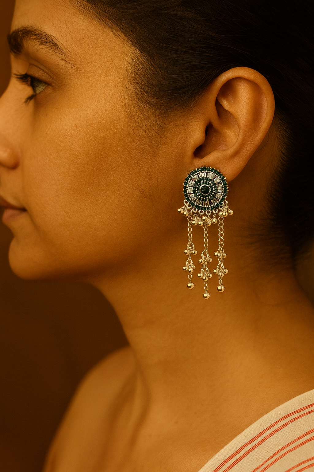 Dangle Earrings – Red, Green & White Variants