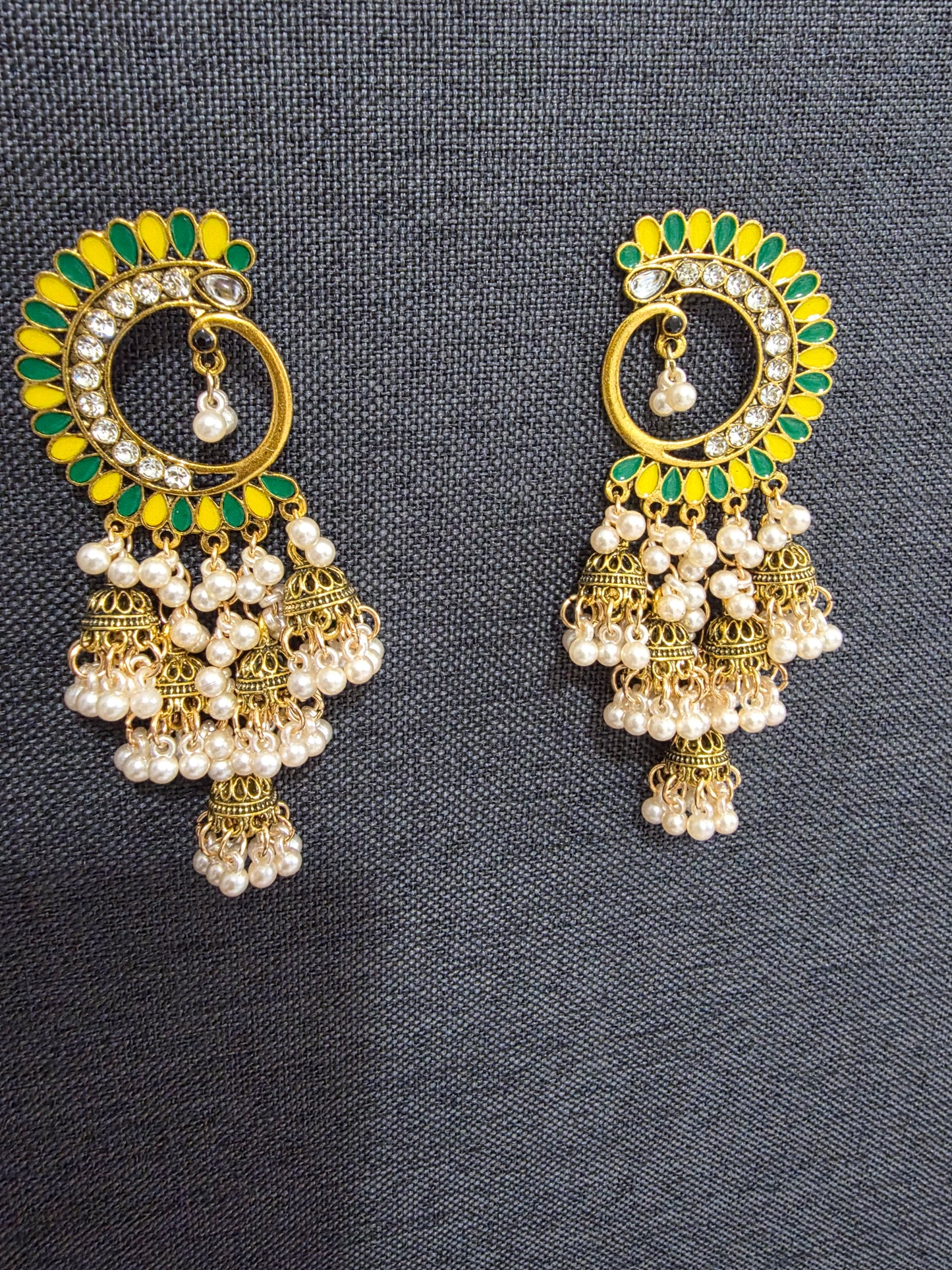 Peacock Crescent Pearl Jhumka Earrings – 3 Variants